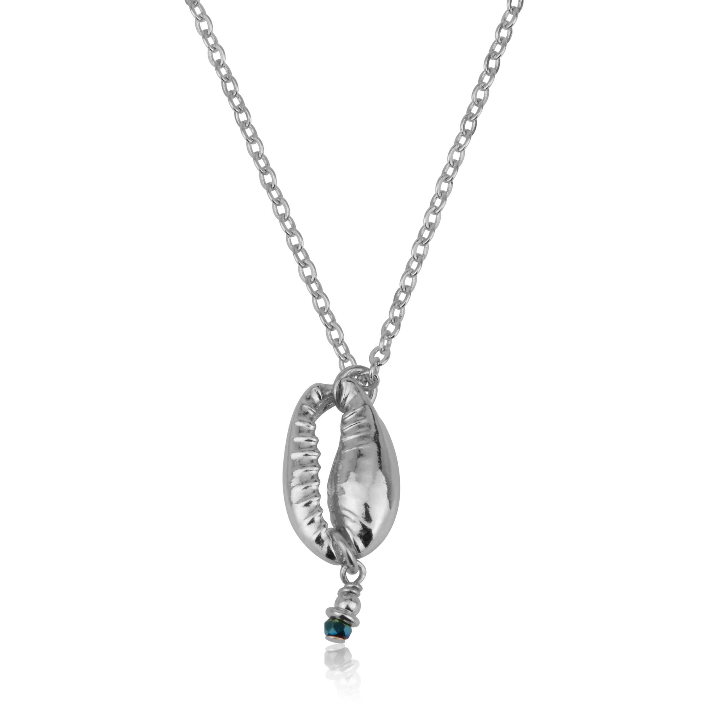Seashell With Ultra-Blue Stone Necklace