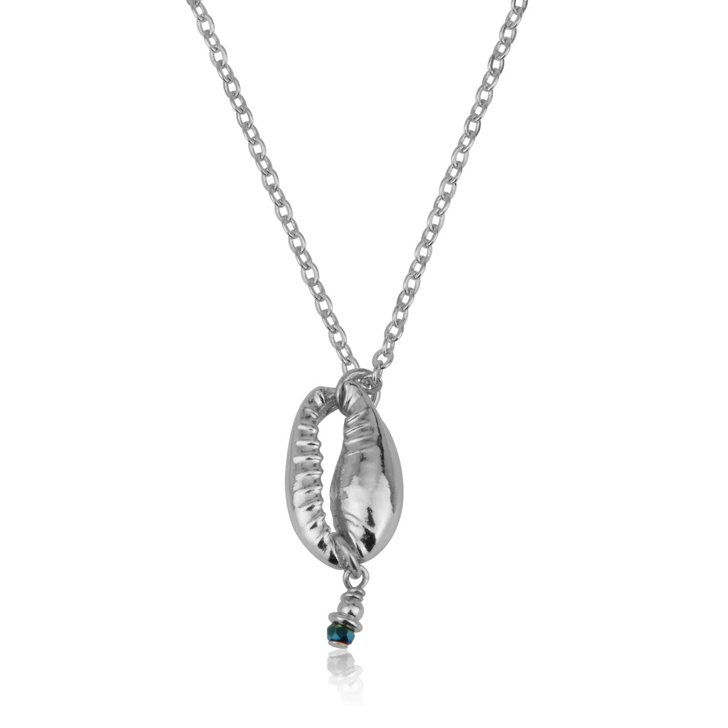 Seashell With Ultra-Blue Stone Necklace