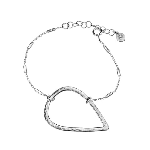 Silver Pipe chain with L Hammered Drop pendant