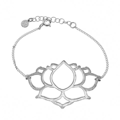 Silver Thick Chain With L Lotus Pendant