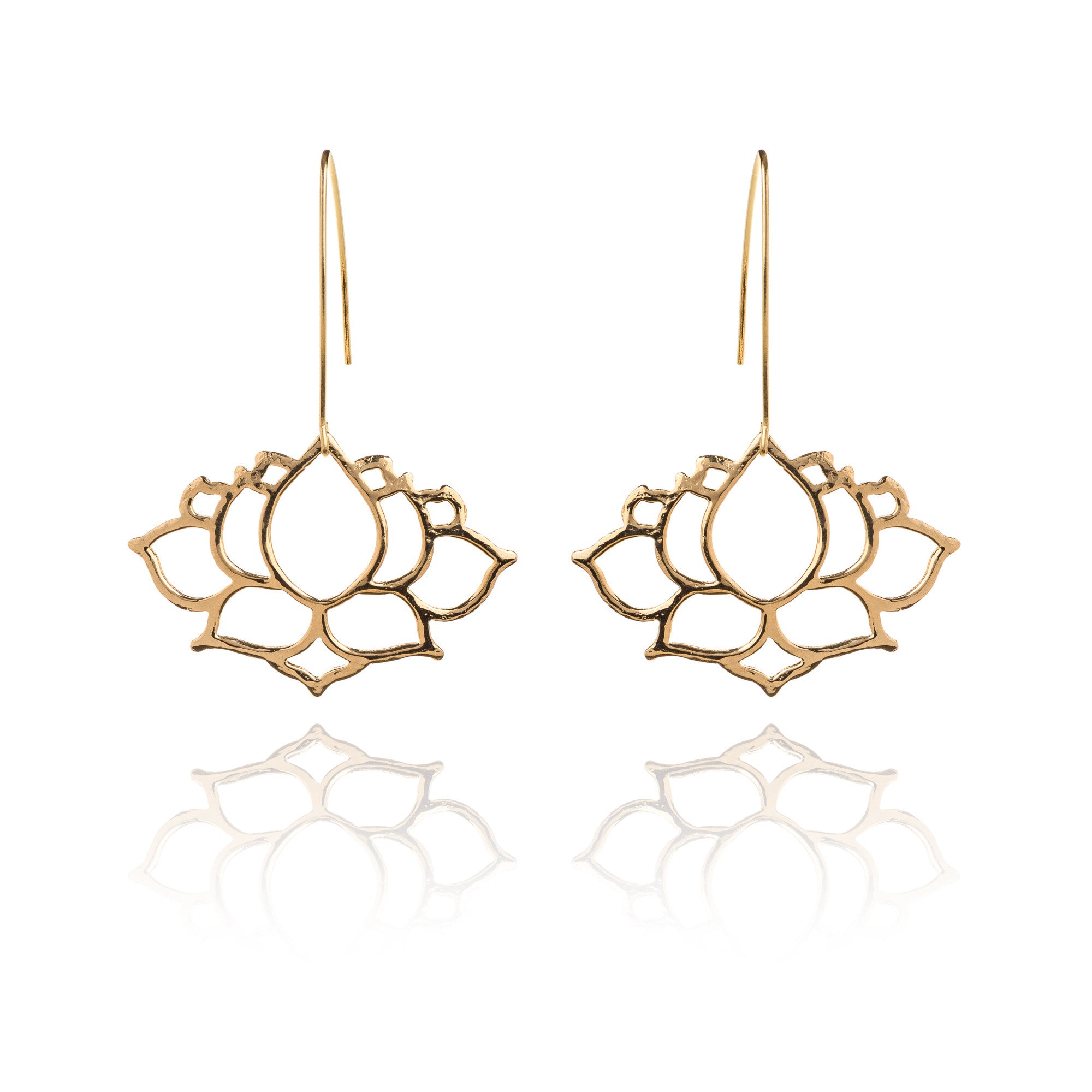 Hammered L Lotus Earrings