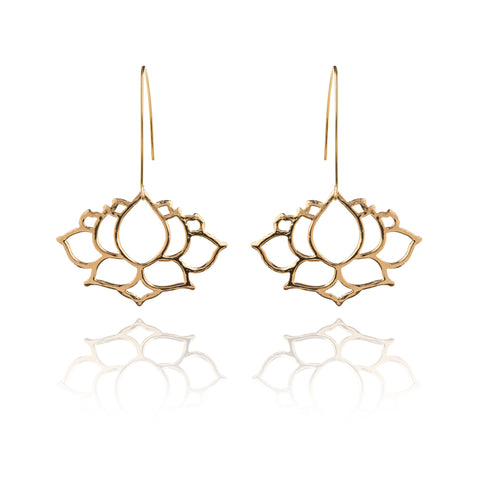 Hammered L Lotus Earrings