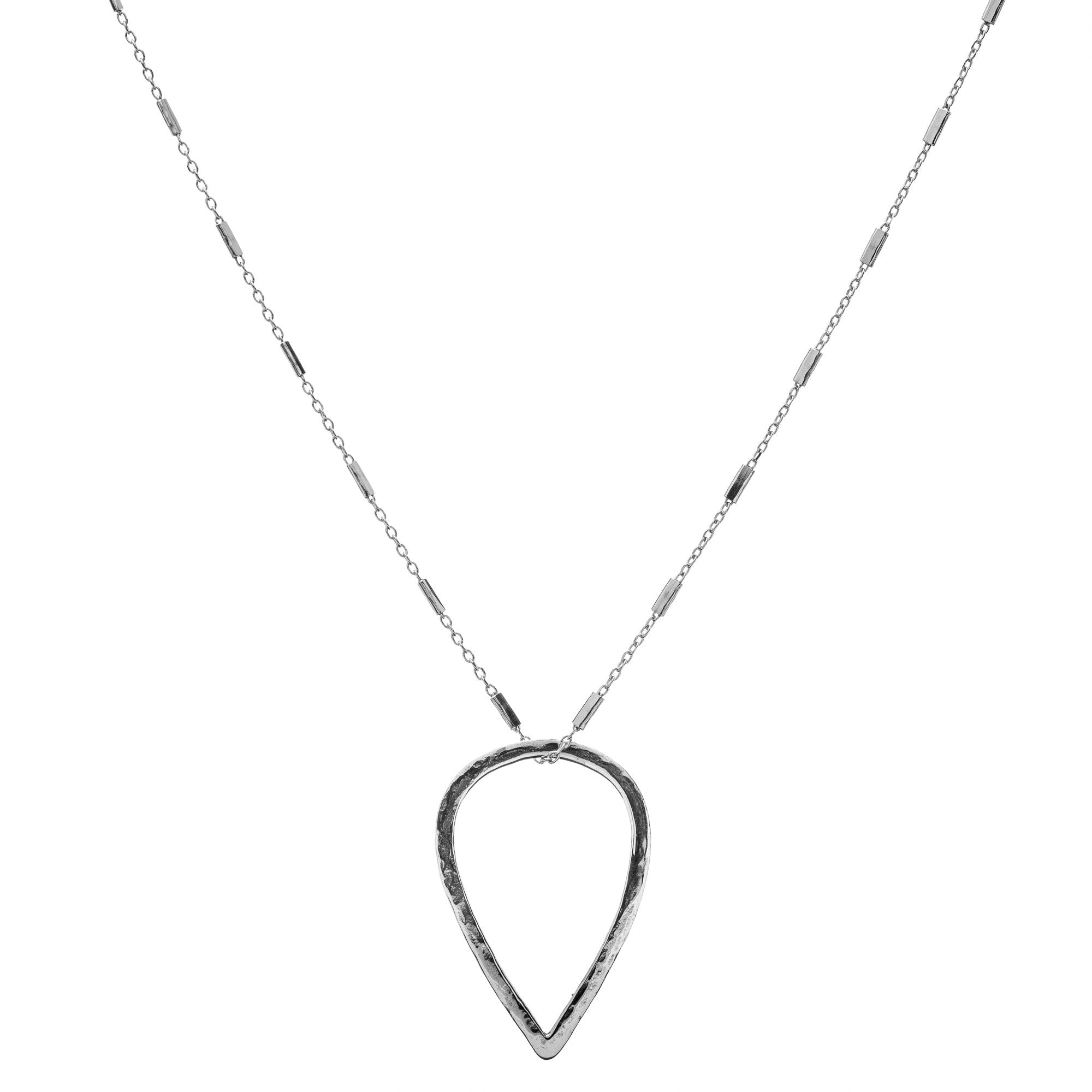 Hammered Drop pendant 3 size & pipe chain Necklace