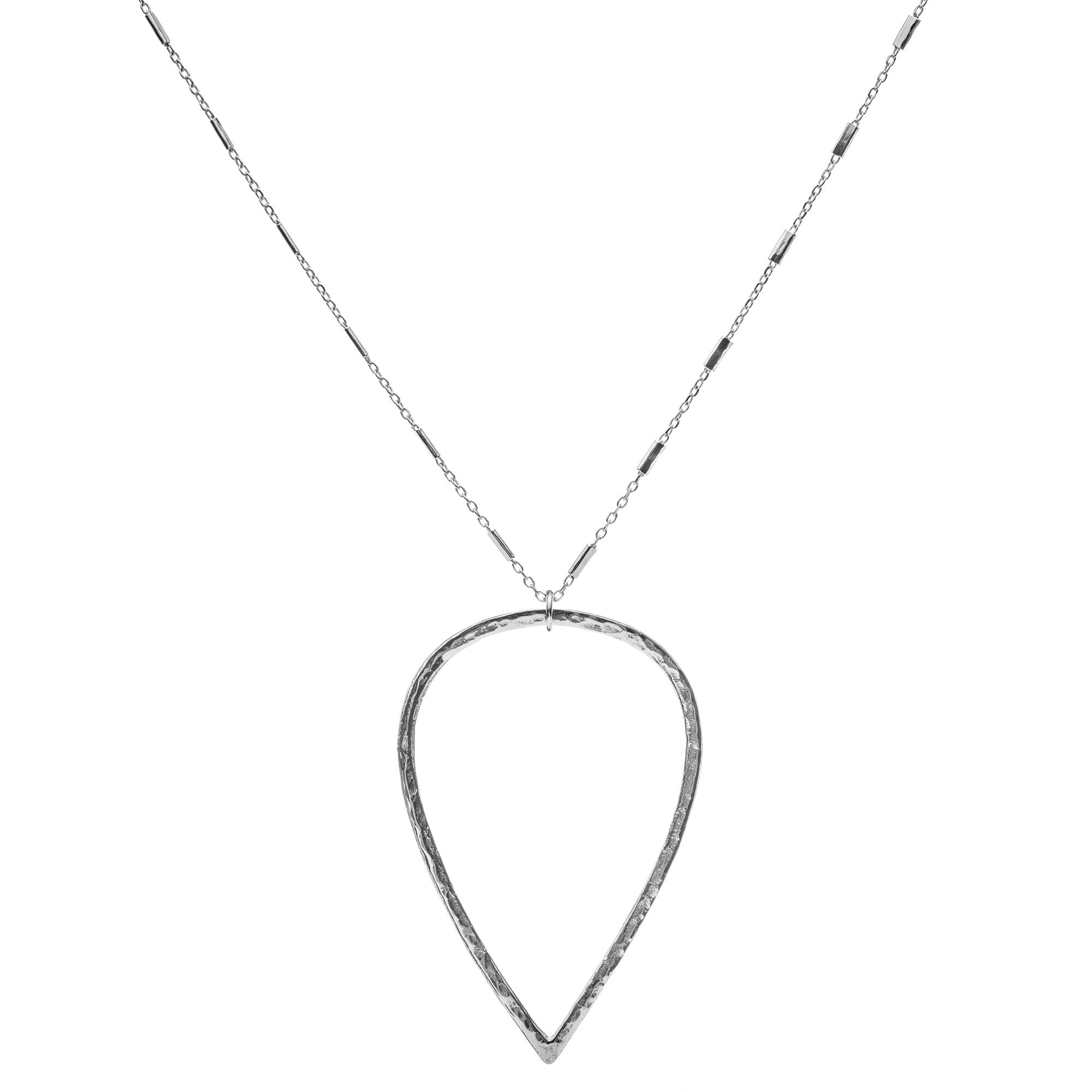 Hammered Drop pendant 3 size & pipe chain Necklace