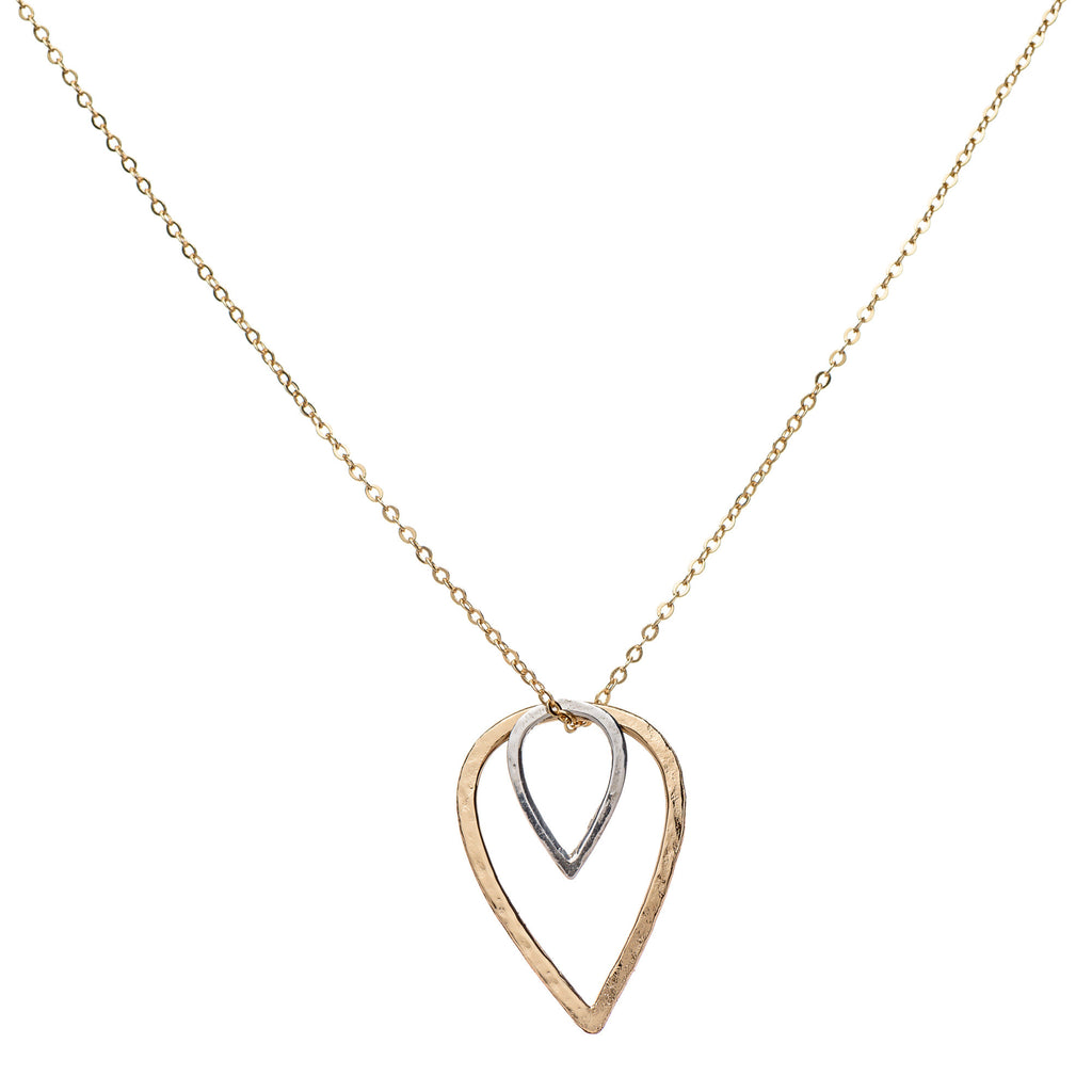 Hammered Drop GP & Silver on Helen chain Necklace