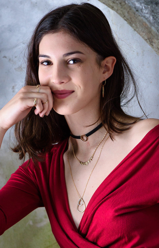 Hammered Drop GP & Silver on Helen chain Necklace