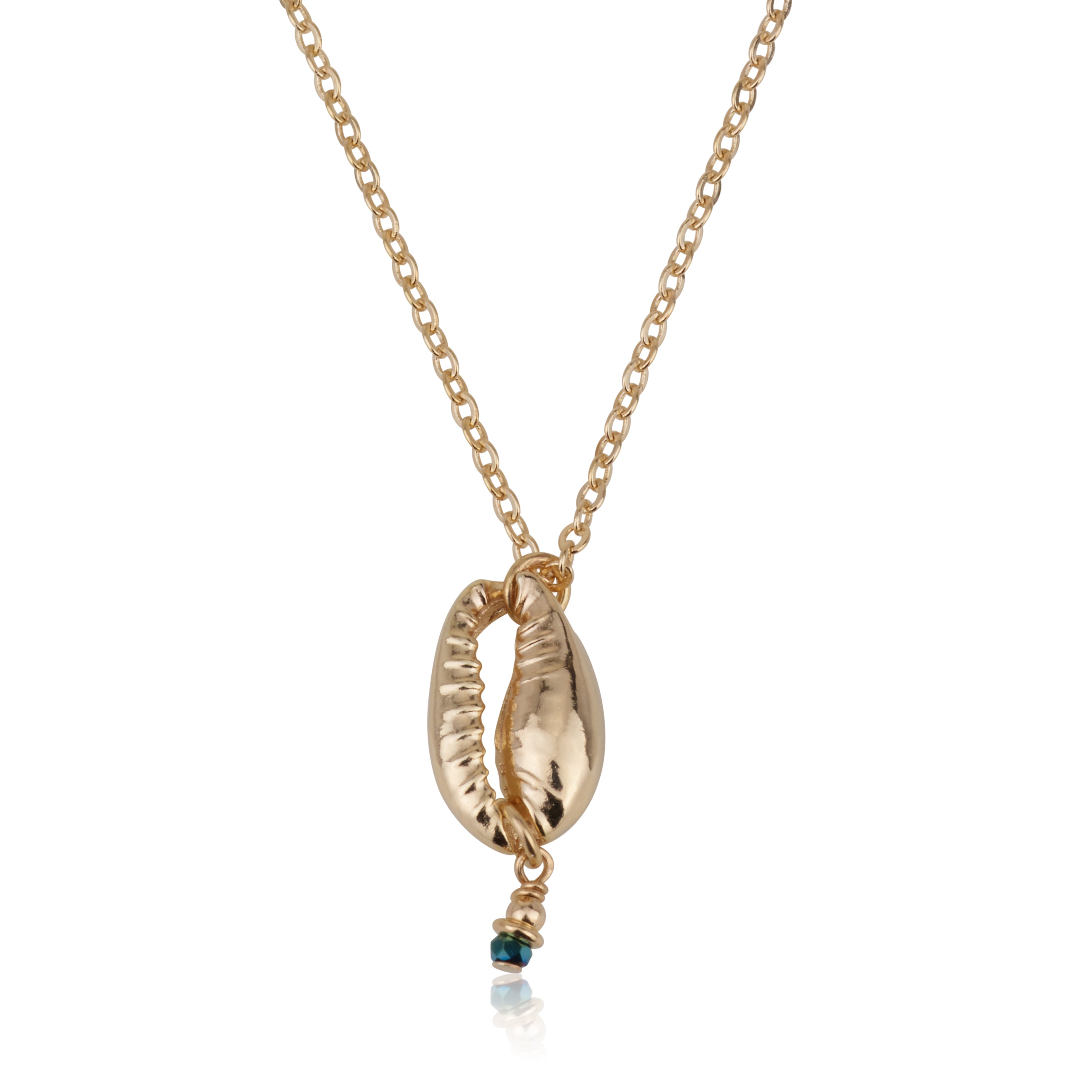 Seashell With Ultra-Blue Stone Necklace