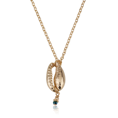 Seashell With Ultra-Blue Stone Necklace
