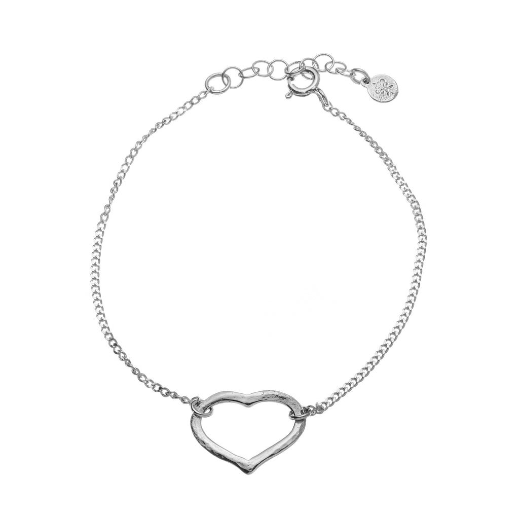 Silver thick chain with Hammered Heart