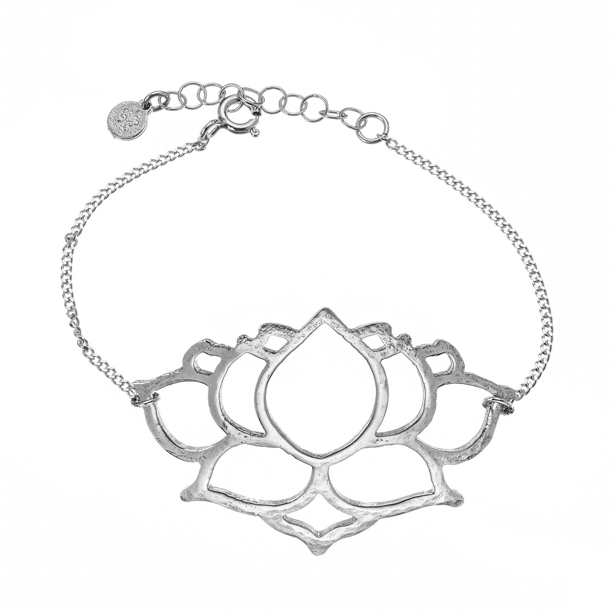 Silver Thick Chain With L Lotus Pendant