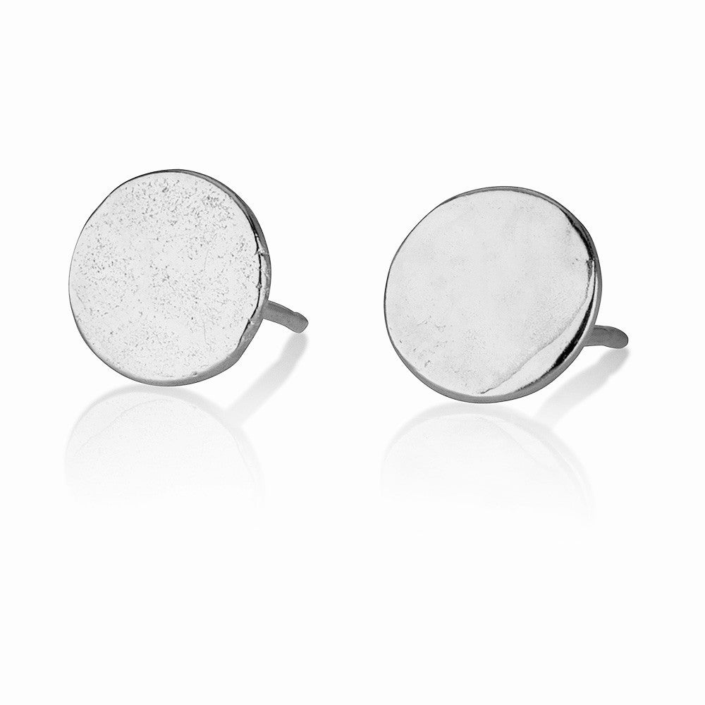 Large Round Hammered Stud Earrings