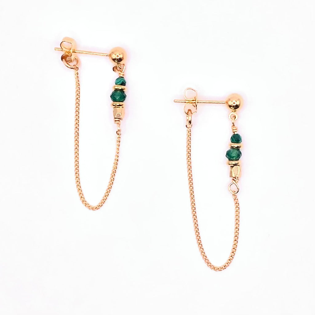 Chain gem stones earrings